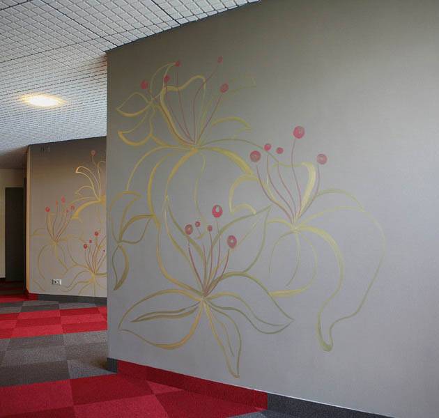 Inspiration Grande Reference hotel office origami dalles moquette mur fleuris
